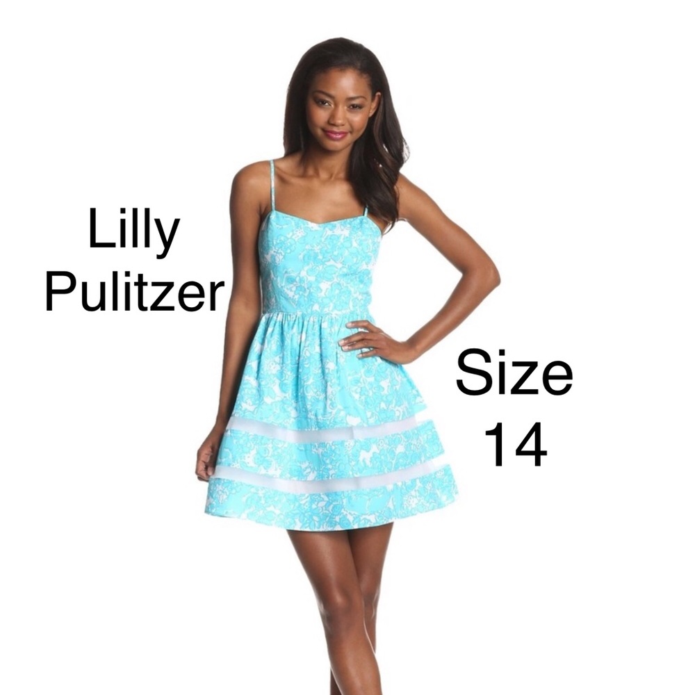 Lilly Pulitzer blue she’s a fox Ollie dress size 14